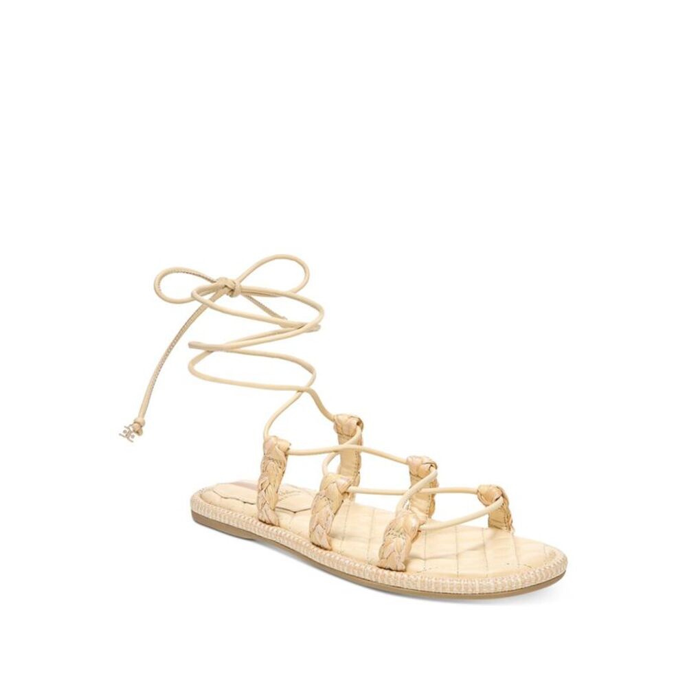 NWT SAM EDELMAN Womens Beige Padded Zariah Round Toe Gladiator Sandles 9.5 M